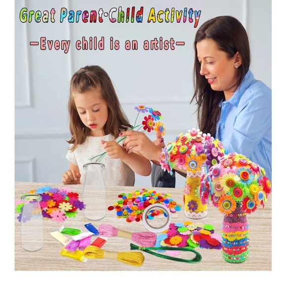 🌸 NEW IN BOX Flower Crafts Kit for Kids - Colorful DIY Set girls crafts - Picture 8 of 9